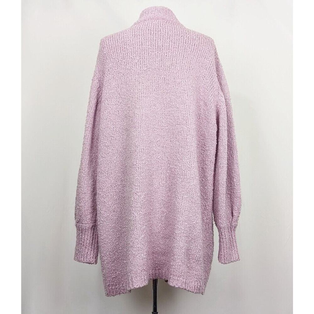 Vintage 80s Cardigan Oversize Lavender Purple Nubby Open Front Women's Size L - Picture 5 of 7